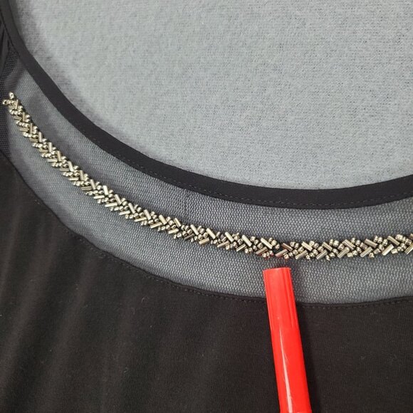 TORRID Womens Blouse Size‎ 3X Sheer Short Sleeves Beaded Neck Goth Punk - Picture 5 of 9